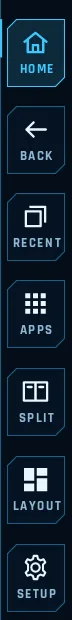 右端のボタン列。HOME・BACK・RECENT・APPS・SPLIT・LAYOUT・SETUP